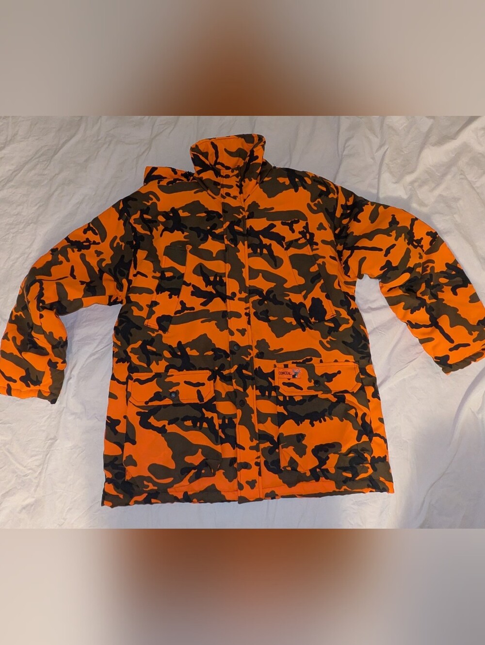 Winchester Coat Jacket  Hunting Conceal Orange Camo  Men's L Hooded Parka Nwot